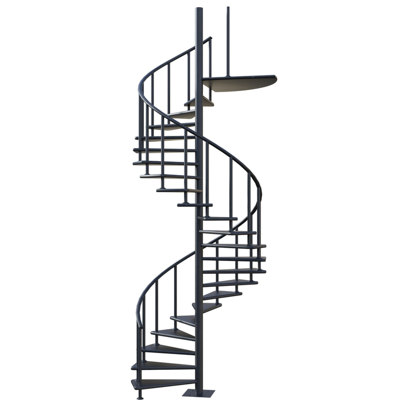 Metal Spiral Staircase Walnut Picture